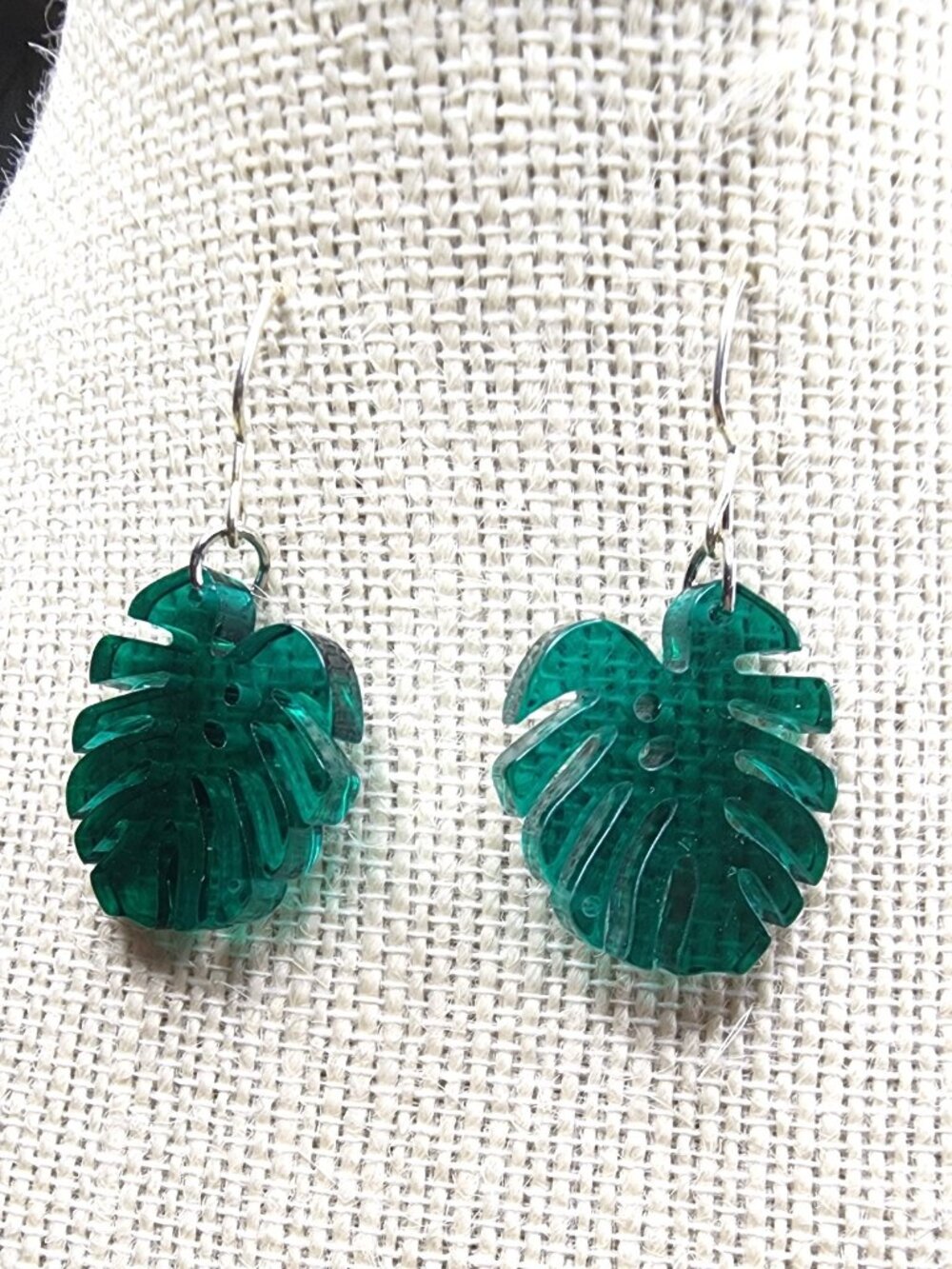 Hand Crafted Monstera Drop Earrings